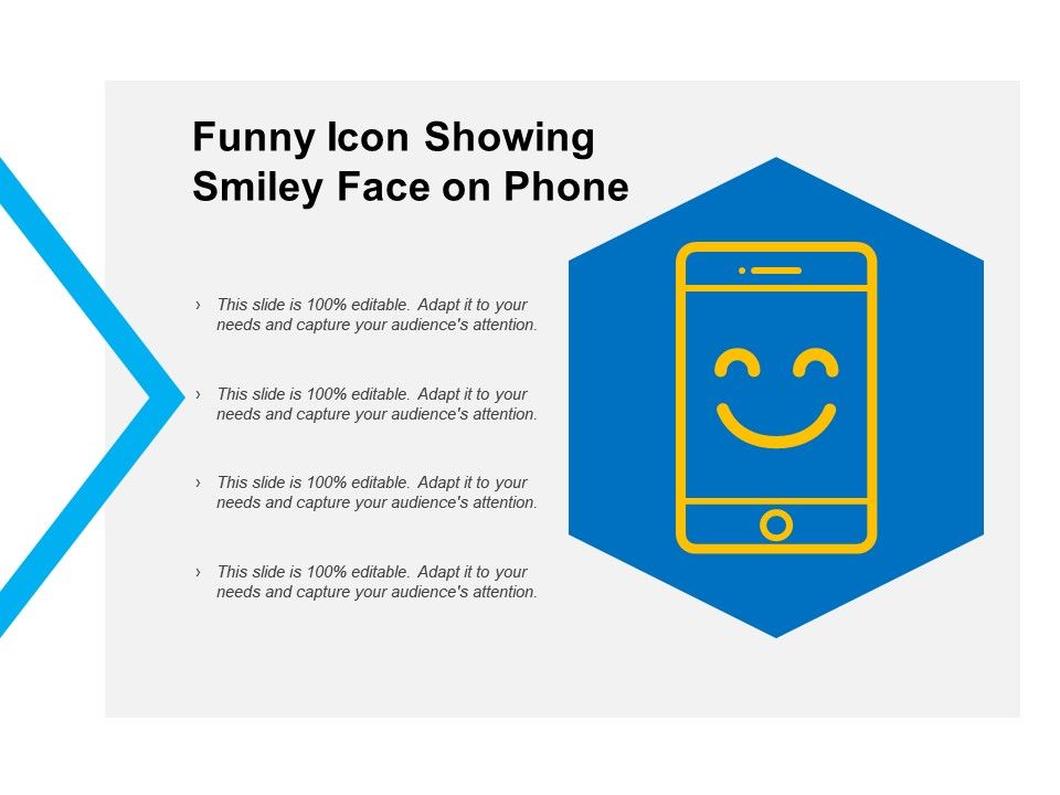 Funny Icon Showing Smiley Face On Phone | PowerPoint Slide Templates ...
