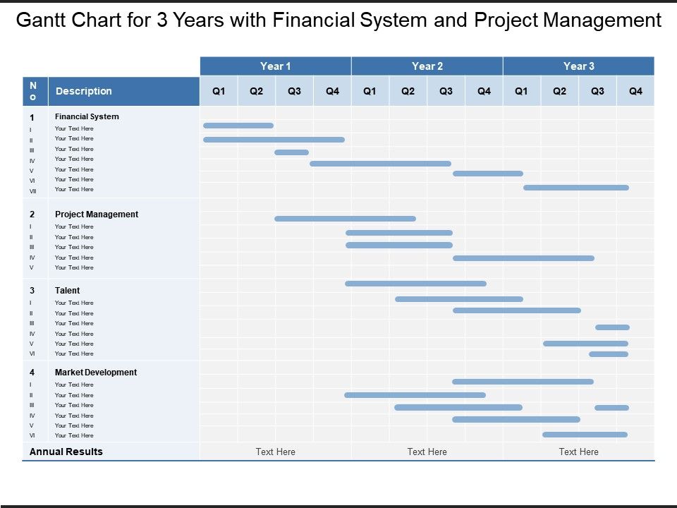 Gantt Chart For 3 Years With Financial System And Project Management ...