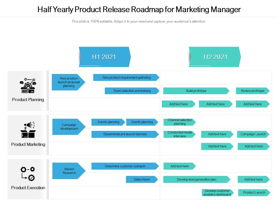 Half Yearly Product Release Roadmap For Marketing Manager ...