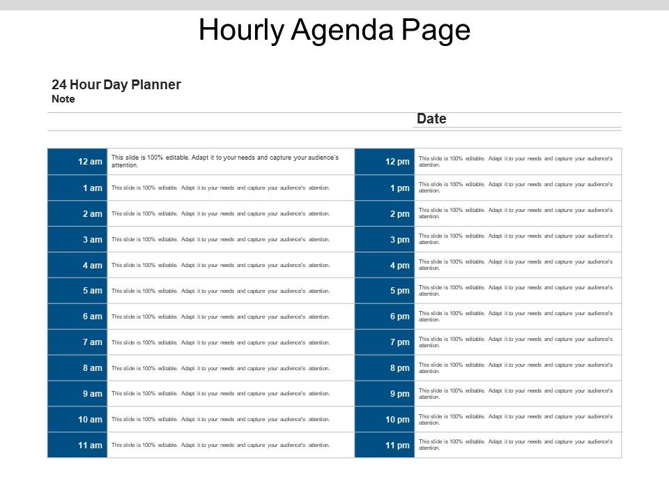 hourly agenda page powerpoint templates templates hourly agenda