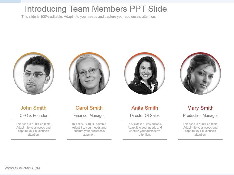 Introducing Team Members Ppt Slide