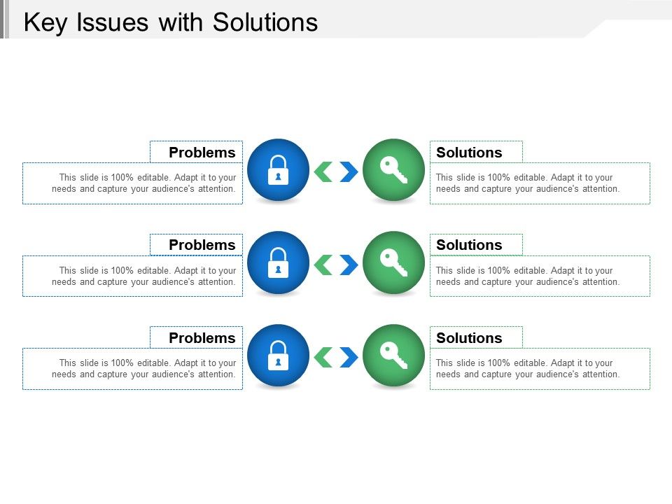 Key Issues With Solutions PowerPoint Design Template Sample Presentation PPT Presentation