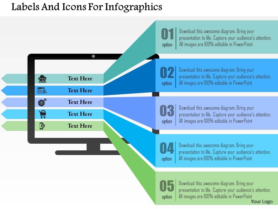 Labels And Icons For Infographics Flat Powerpoint Design Presentation PowerPoint Templates