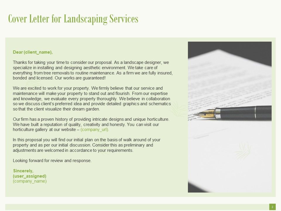 Landscape design proposal letter