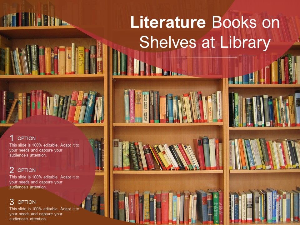 Literature Books On Shelves At Library | Presentation Graphics ...