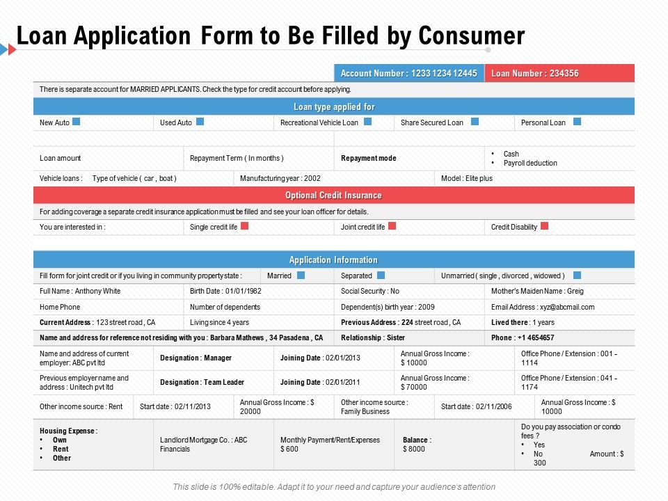 Consumer Credit Application Template from www.slideteam.net