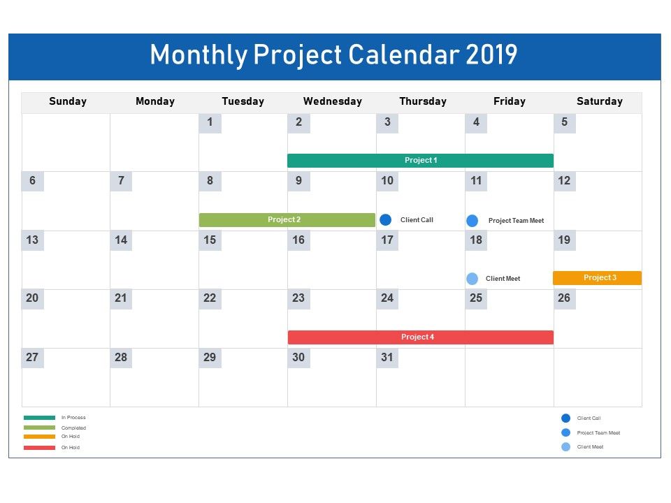 Monthly Project Calendar 2019 Templates PowerPoint Presentation
