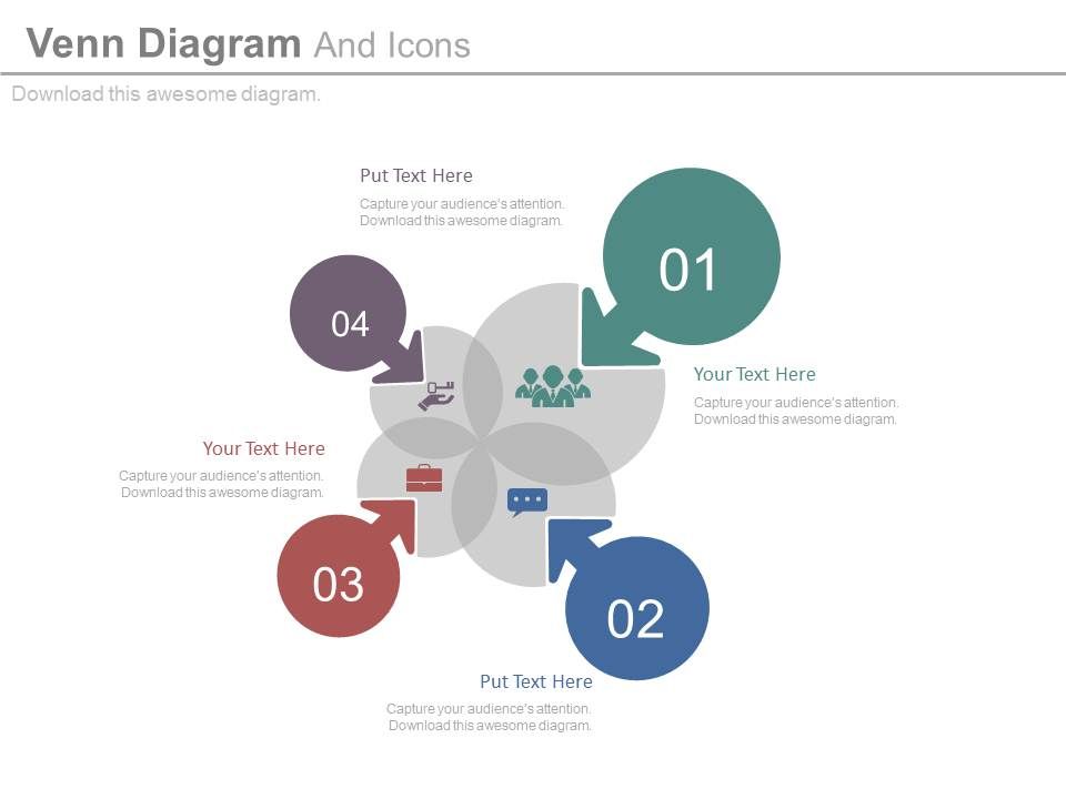 New Four Staged Venn Diagram And Icons Flat Powerpoint