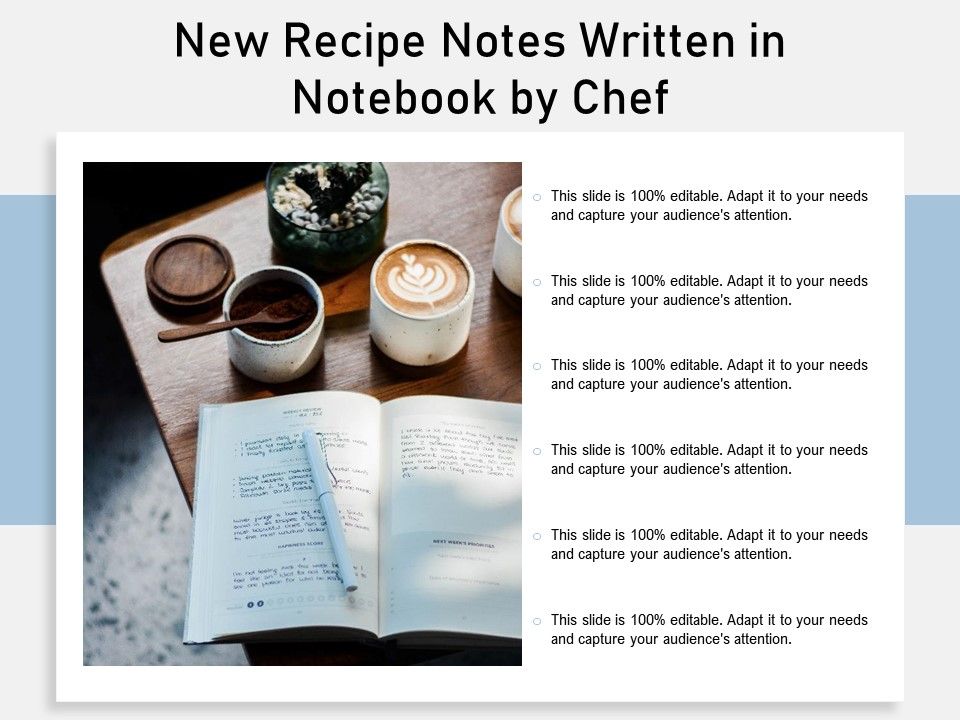 New Recipe Notes Written In Notebook By Chef | Presentation Graphics