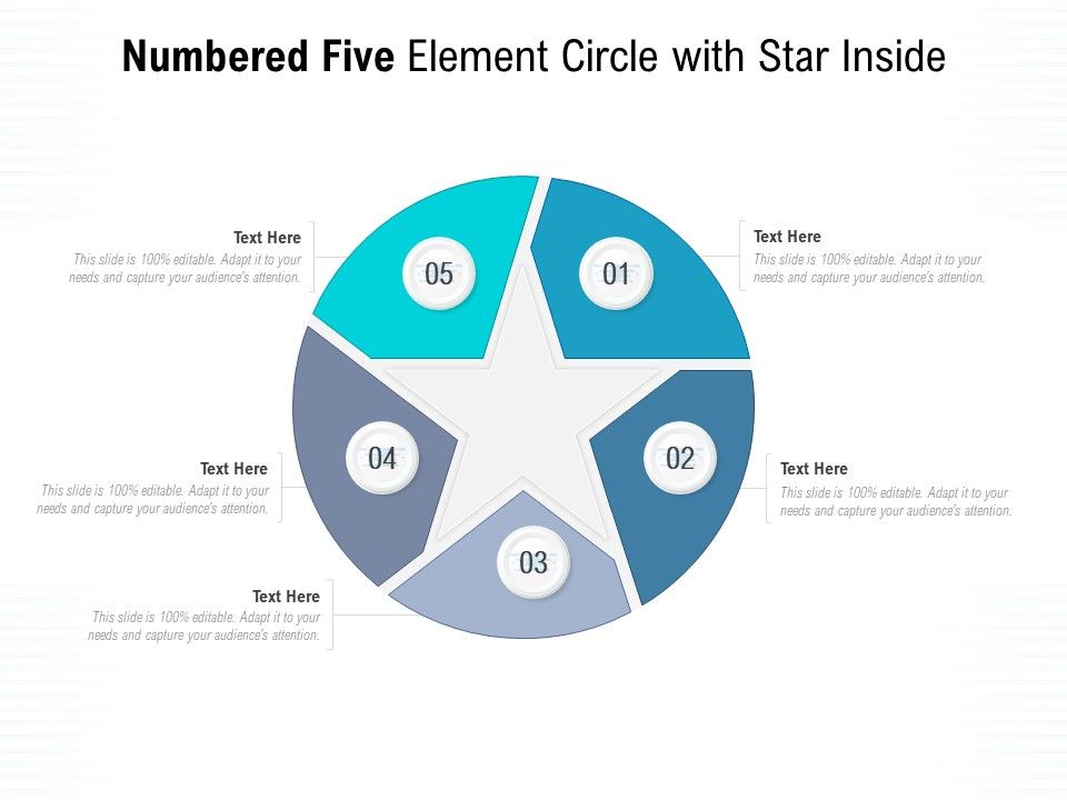 Numbered Five Element Circle With Star Inside Presentation