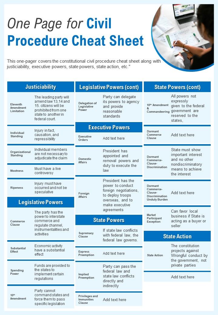 one-page-for-civil-procedure-cheat-sheet-presentation-report-infographic-ppt-pdf-document