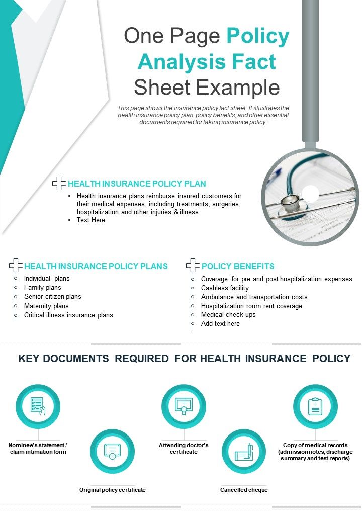 One Page Policy Analysis Fact Sheet Example Presentation Report