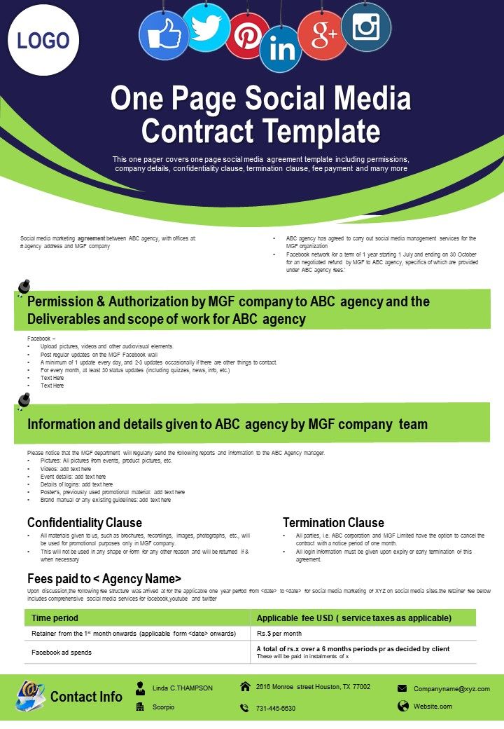 Social Media Management Contract Template from www.slideteam.net