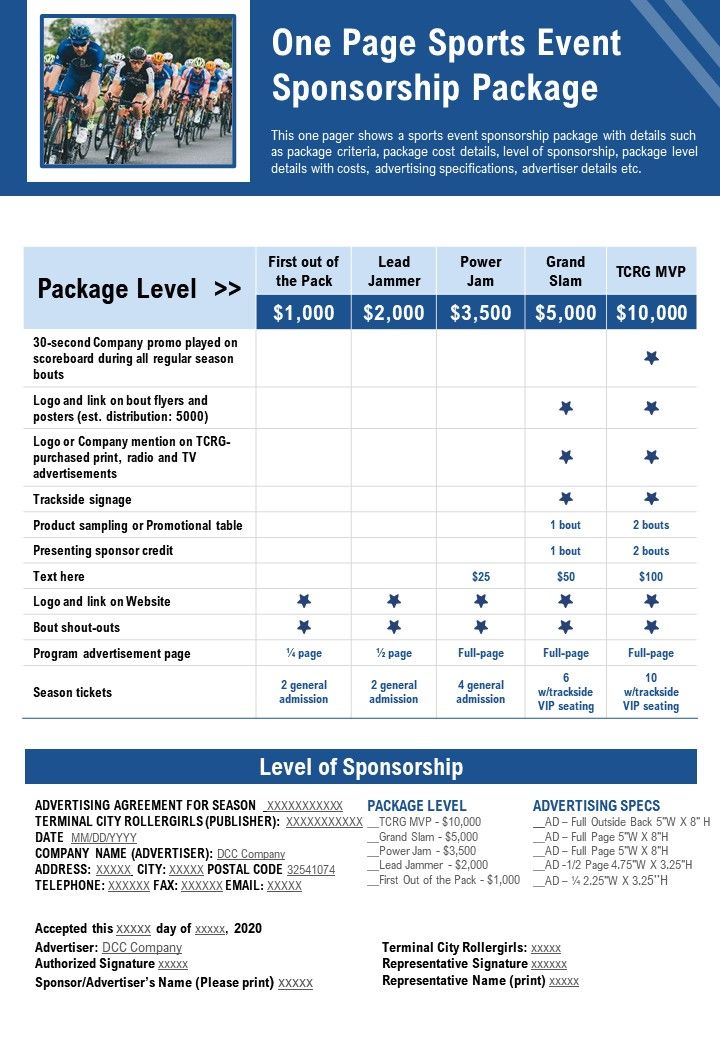 one-page-sports-event-sponsorship-package-presentation-report