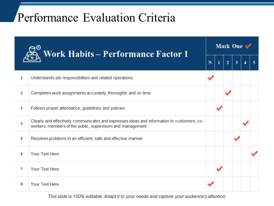 Job performance evaluation criteria