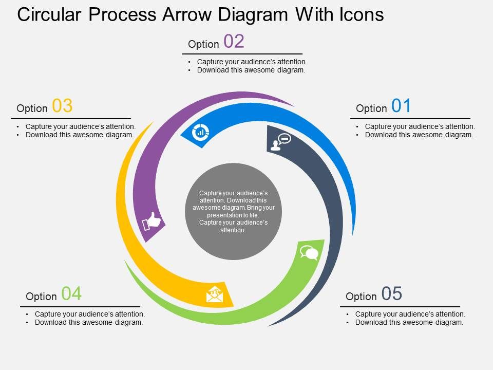 Pf Circular Process Arrow Diagram With Icons Flat