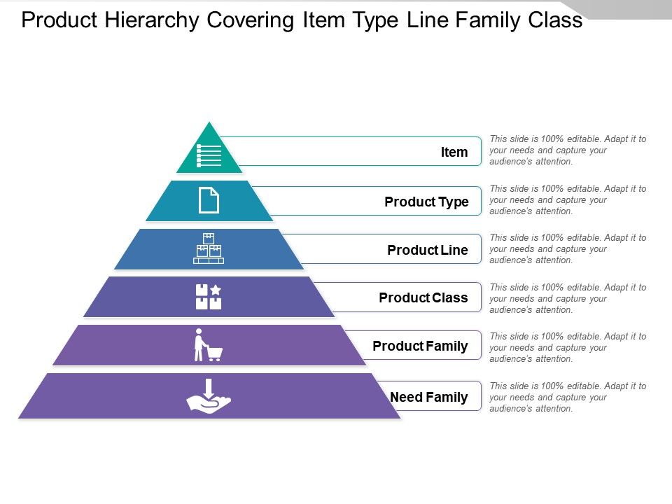 Product Hierarchy Covering Item Type Line Family Class Powerpoint Presentation Designs Slide Ppt Graphics Presentation Template Designs