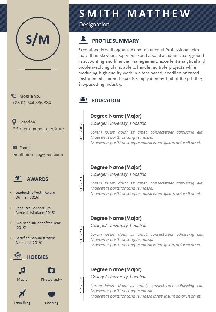 resume template with professional summary