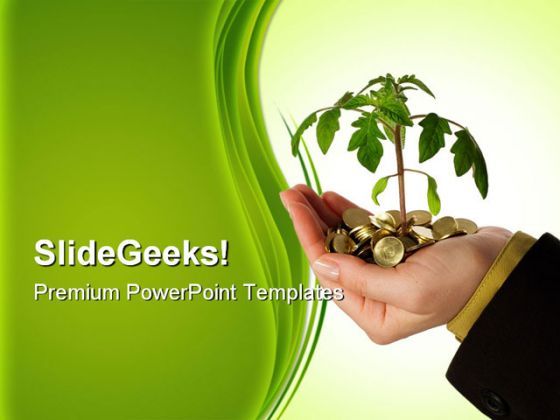 hand with money plant business powerpoint background and business travel budget template
