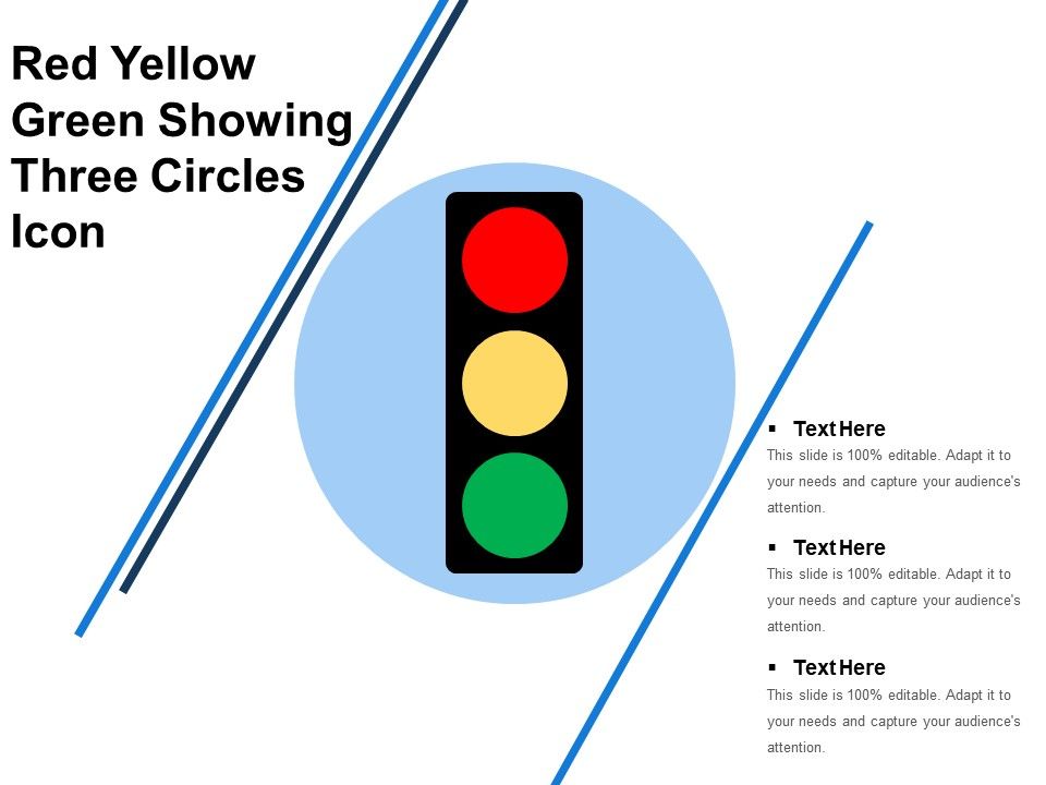 Red Yellow Green Showing Three Circles Icon PowerPoint Slide Template Presentation Templates