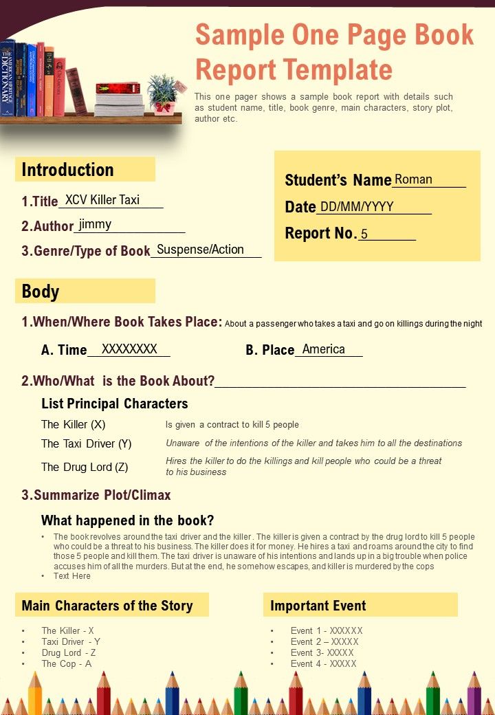 sample-one-page-book-report-template-presentation-report-infographic