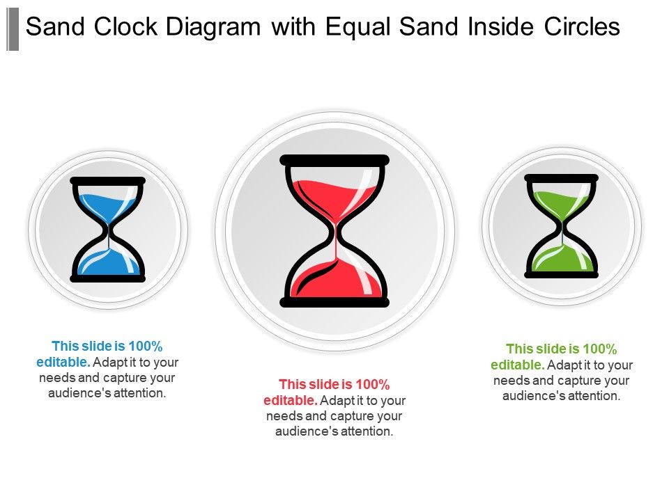 Sand Clock Diagram With Equal Sand Inside Circles | PowerPoint