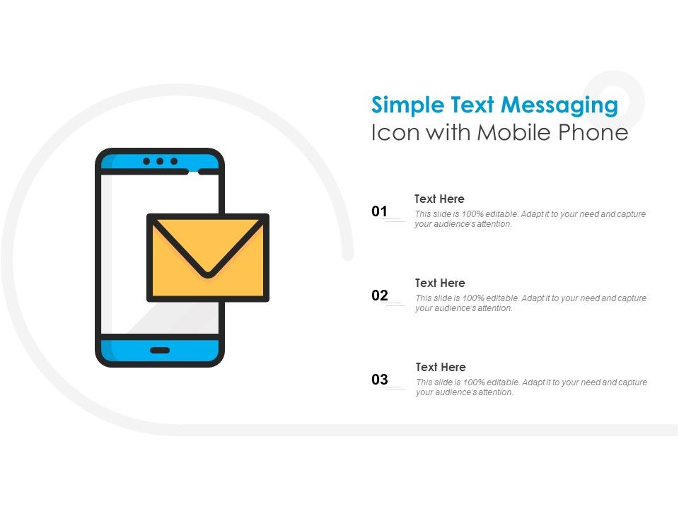 Simple Text Messaging Icon With Mobile Phone | Templates PowerPoint ...