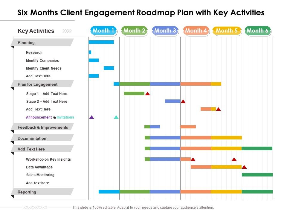 Six Months Client Engagement Roadmap Plan With Key Activities ...