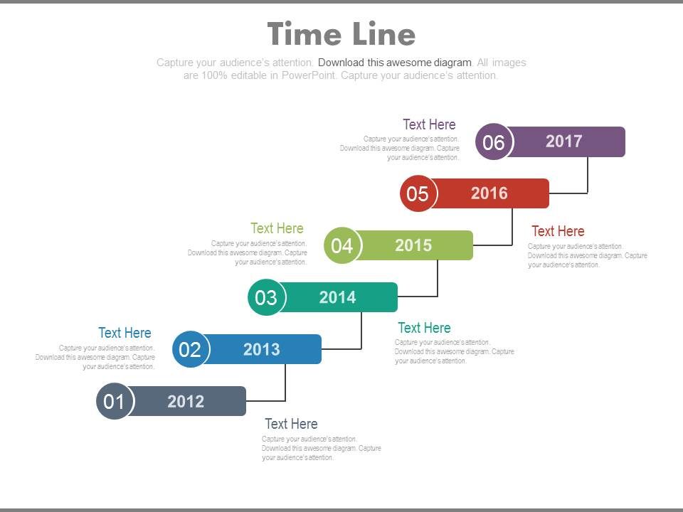 Six Staged Sequential Timeline With Years Powerpoint Slides ...
