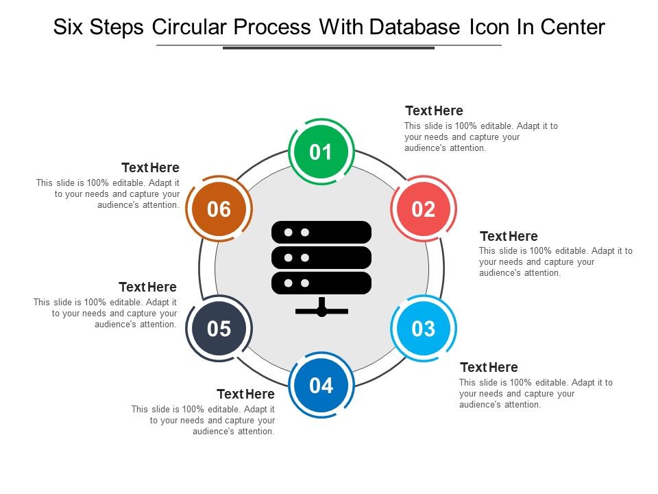 Six Steps Circular Process With Database Icon In Center | PowerPoint ...