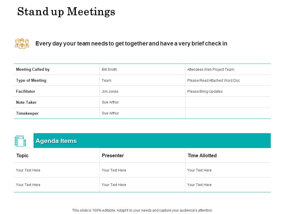 Stand Up Meeting Minutes Template