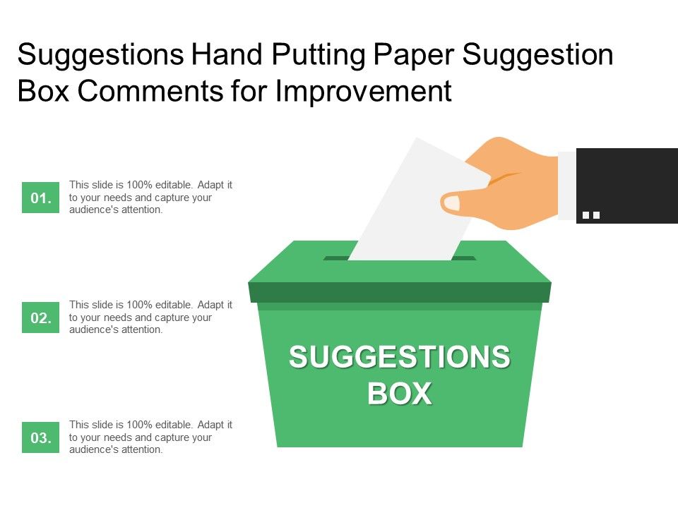 Suggestions Hand Putting Paper Suggestion Box Comments For Improvement