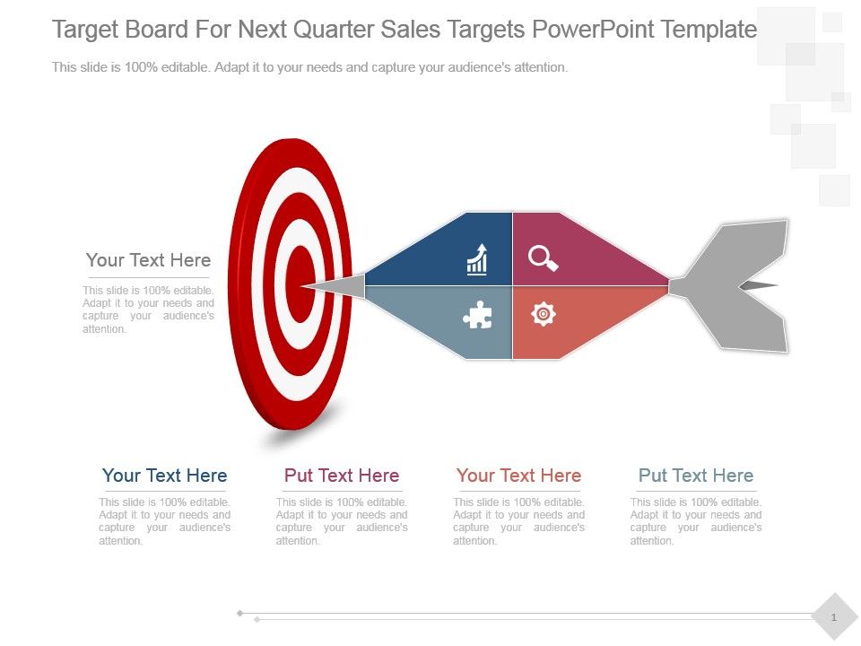 target board for next quarter sales targets powerpoint target templates