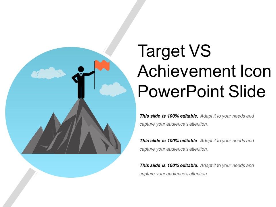 Target Vs Achievement Icon Powerpoint Slide Powerpoint Presentation Designs Slide Ppt Graphics Presentation Template Designs