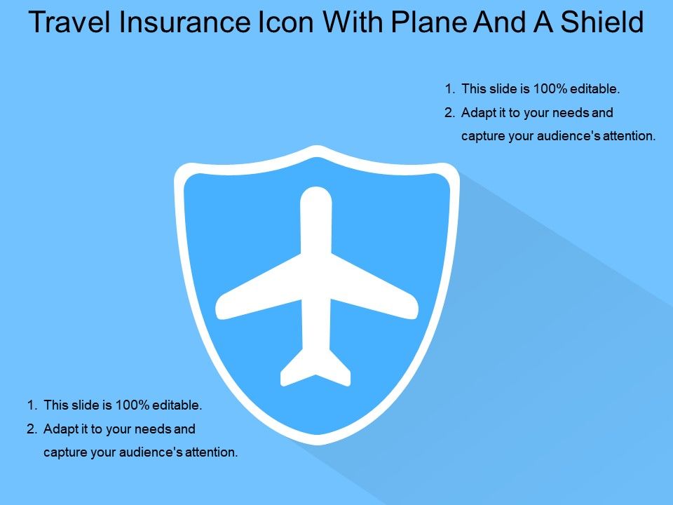 Travel Insurance Icon With Plane And A Shield | PowerPoint ...