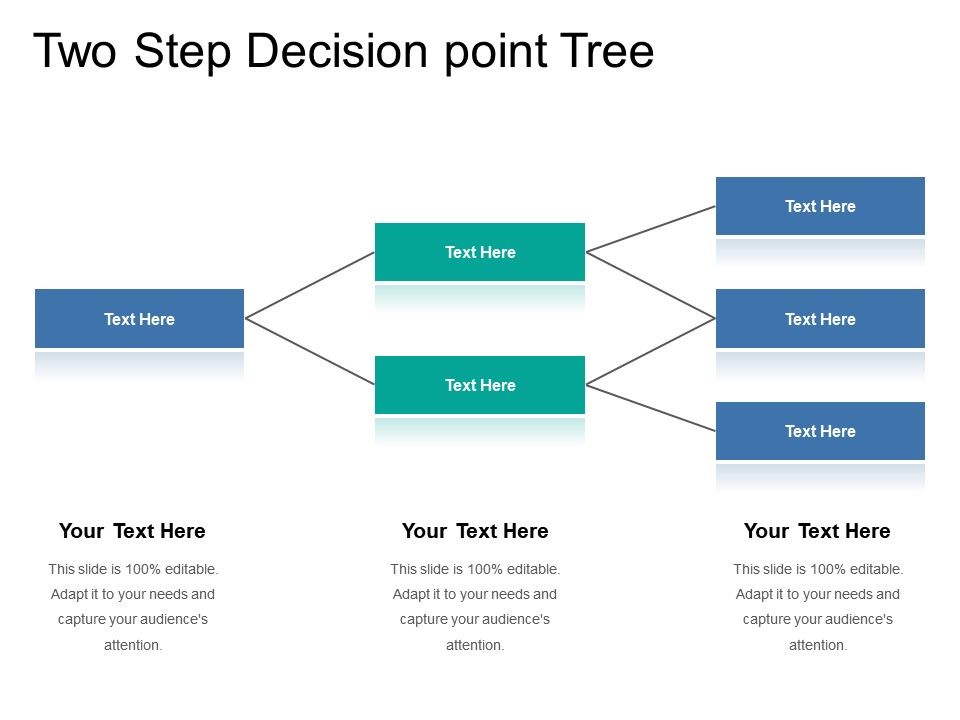Two Step Decision Point Tree Powerpoint Templates Backgrounds