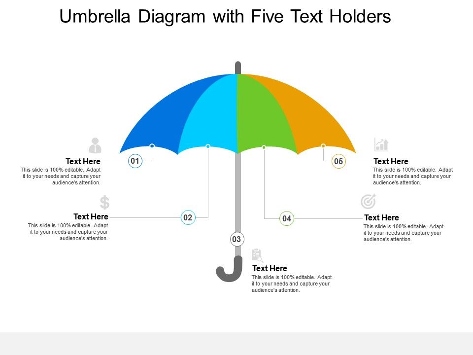 Umbrella Diagram - Umbrella Diagram With 5 Parts For Powerpoint.