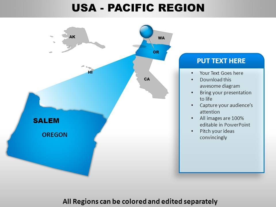 Usa Pacific Region Country Powerpoint Maps Powerpoint Presentation Templates Ppt Template Themes Powerpoint Presentation Portfolio