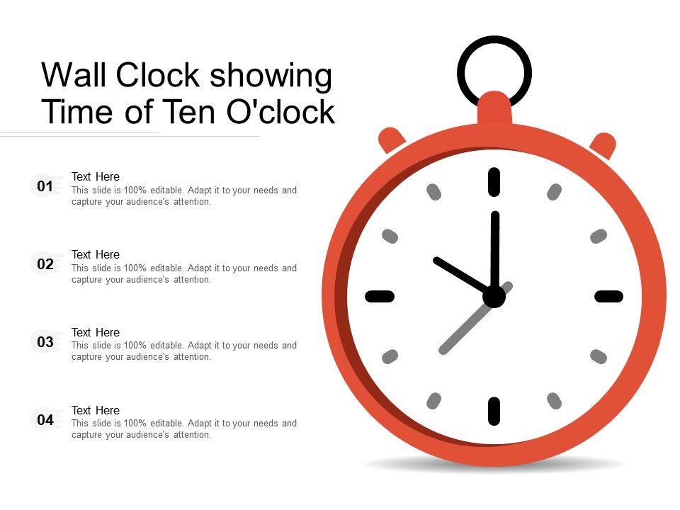 Wall Clock Showing Time Of Ten Oclock PowerPoint Slides Diagrams
