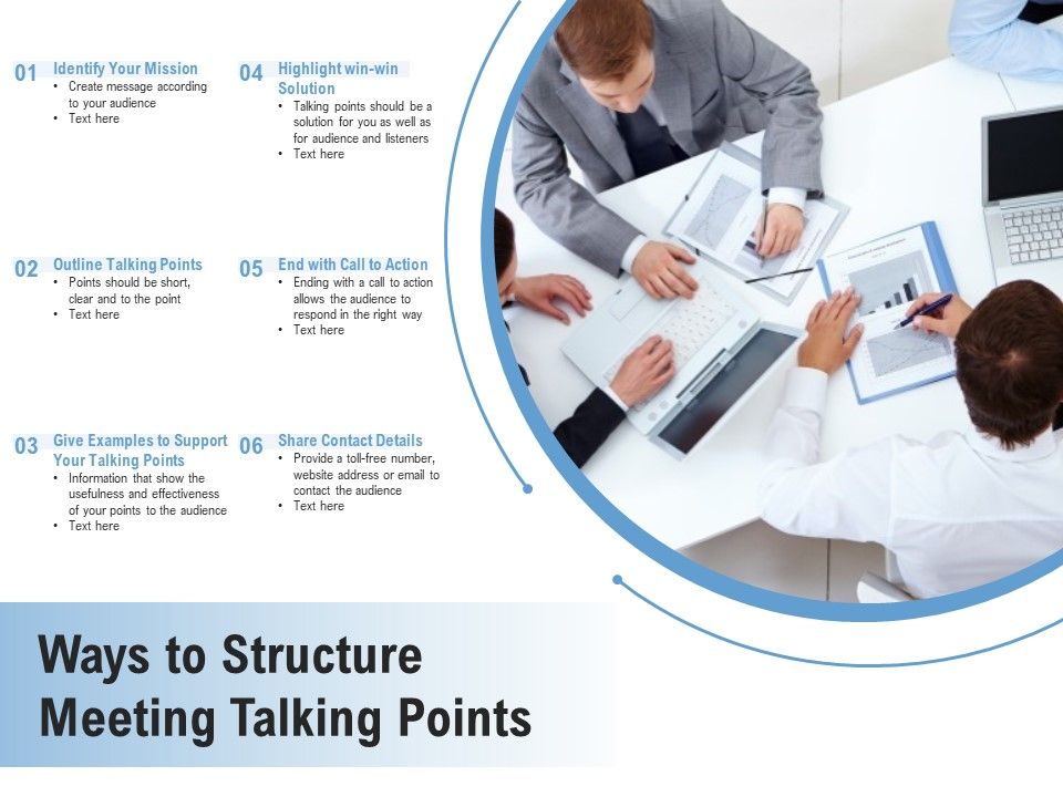 Ways To Structure Meeting Talking Points Powerpoint Slide Clipart Example Of Great Ppt Presentations Ppt Graphics