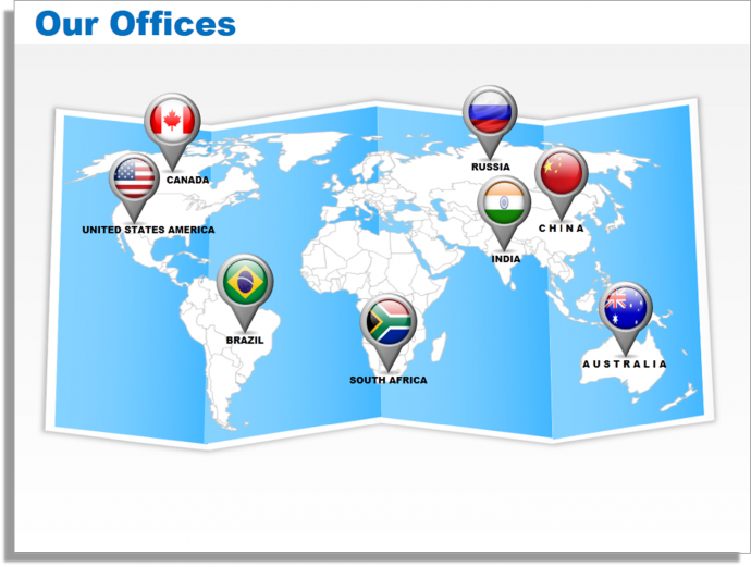 Company Location Slide PowerPoint Map with Flags