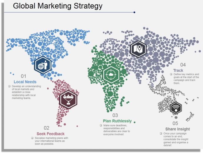 Global Marketing Strategy PowerPoint Map Template Editable