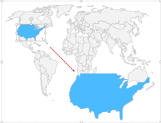 Edit World Map Template in PowerPoint- Drag to expand a country