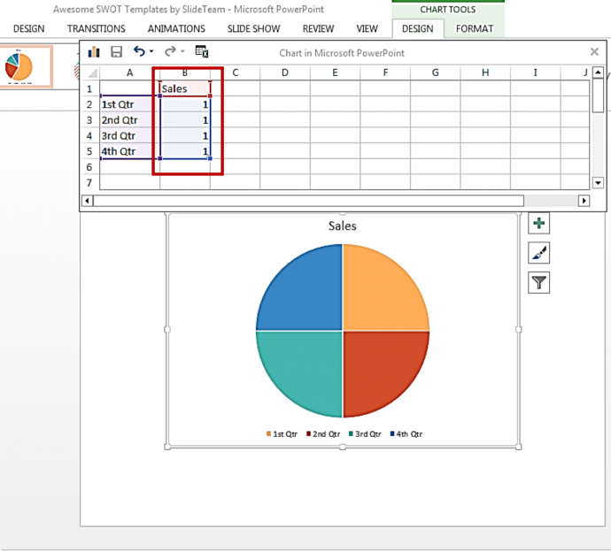Step 2- Editing chart data in PowerPoint