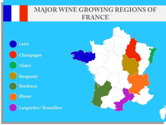 Wine growing regions of France Map 690x521