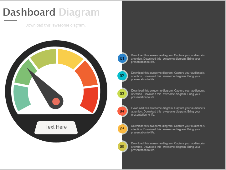 Editable Speedometer Dashboard PowerPoint Slide