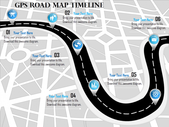GPS road map timeline powerpoint presentation