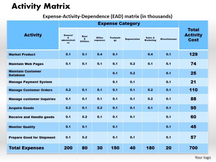 Activity Matrix powerpoint presentation slide template