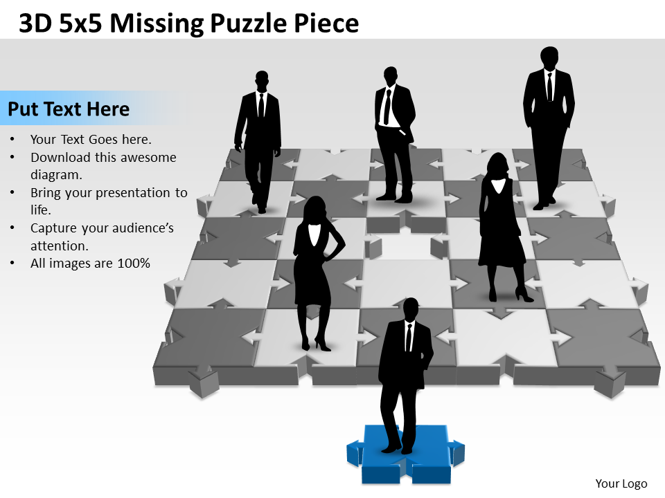 3D 5x5 Missing Puzzle Piece PPT Design