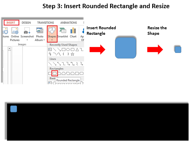 Insert and Resize Rounded Rectangle